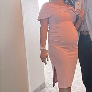 Elegant Pink Off-Shoulder Maternity Dress
